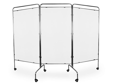 Parawan chromowany medyczny trzyczęściowy III z płytą PCV