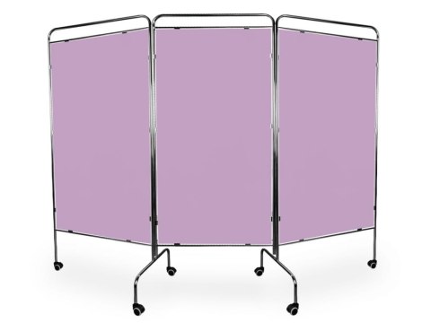 Parawan chromowany medyczny trzyczęściowy III z płytą PCV