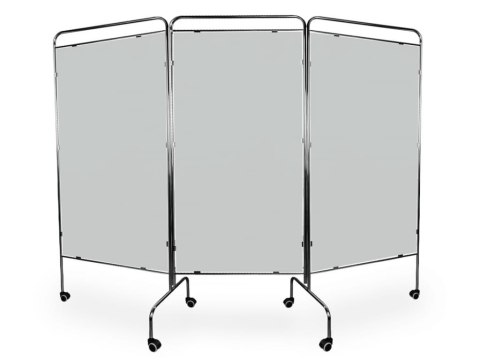 Parawan chromowany medyczny trzyczęściowy III z płytą PCV