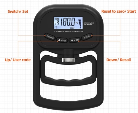 Elektroniczny Dynamometr do Pomiaru Siły Ręki - Zakres 180 kg, USB