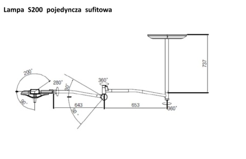 Lampa zabiegowo-operacyjna S200C bezcieniowa sufitowa
